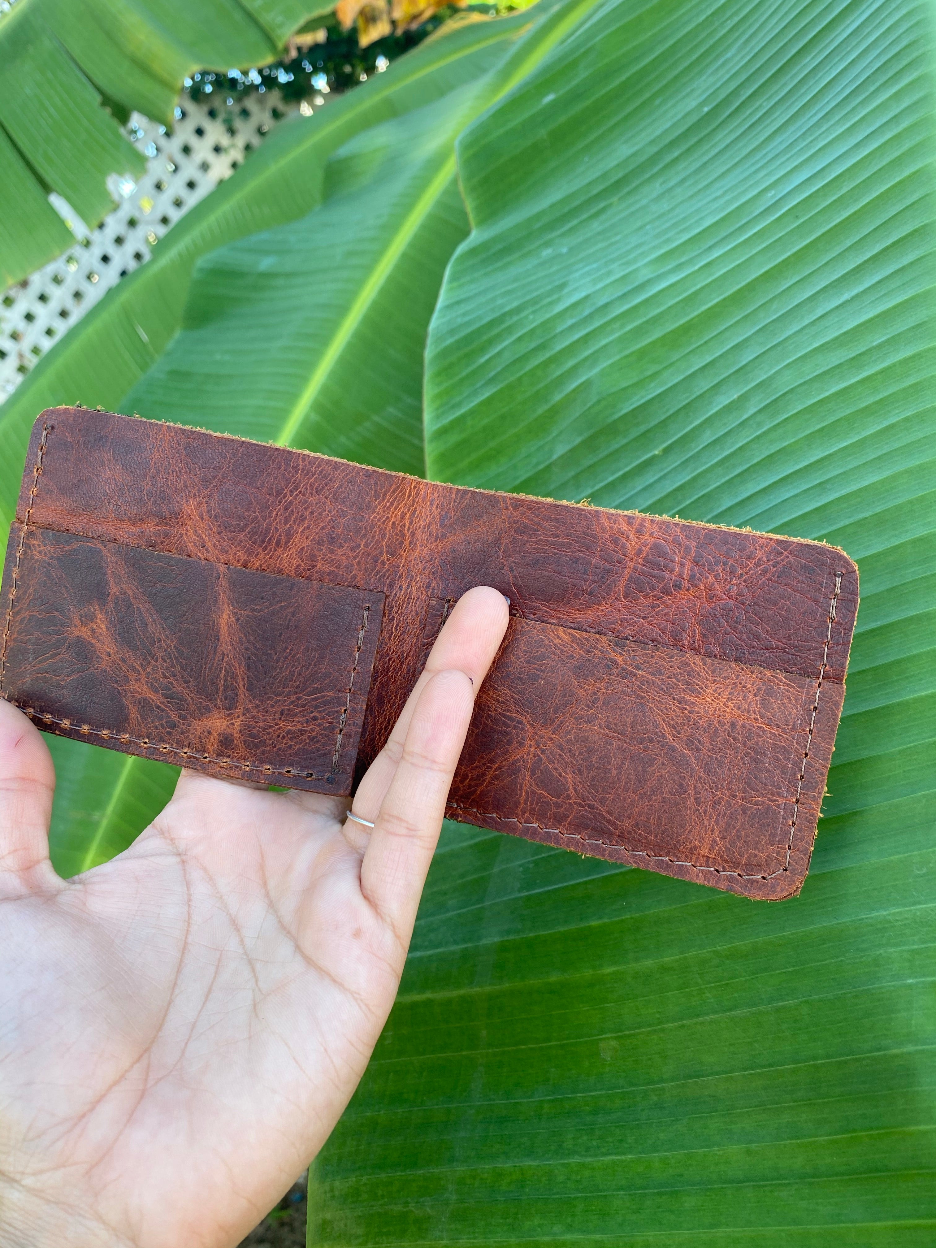 Large Leather Bifold Wallet - Handcrafted