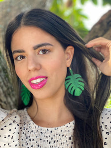 Monstera Leather Earrings / 14K Gold Plated / .925 Silver Plated / Copper Plated